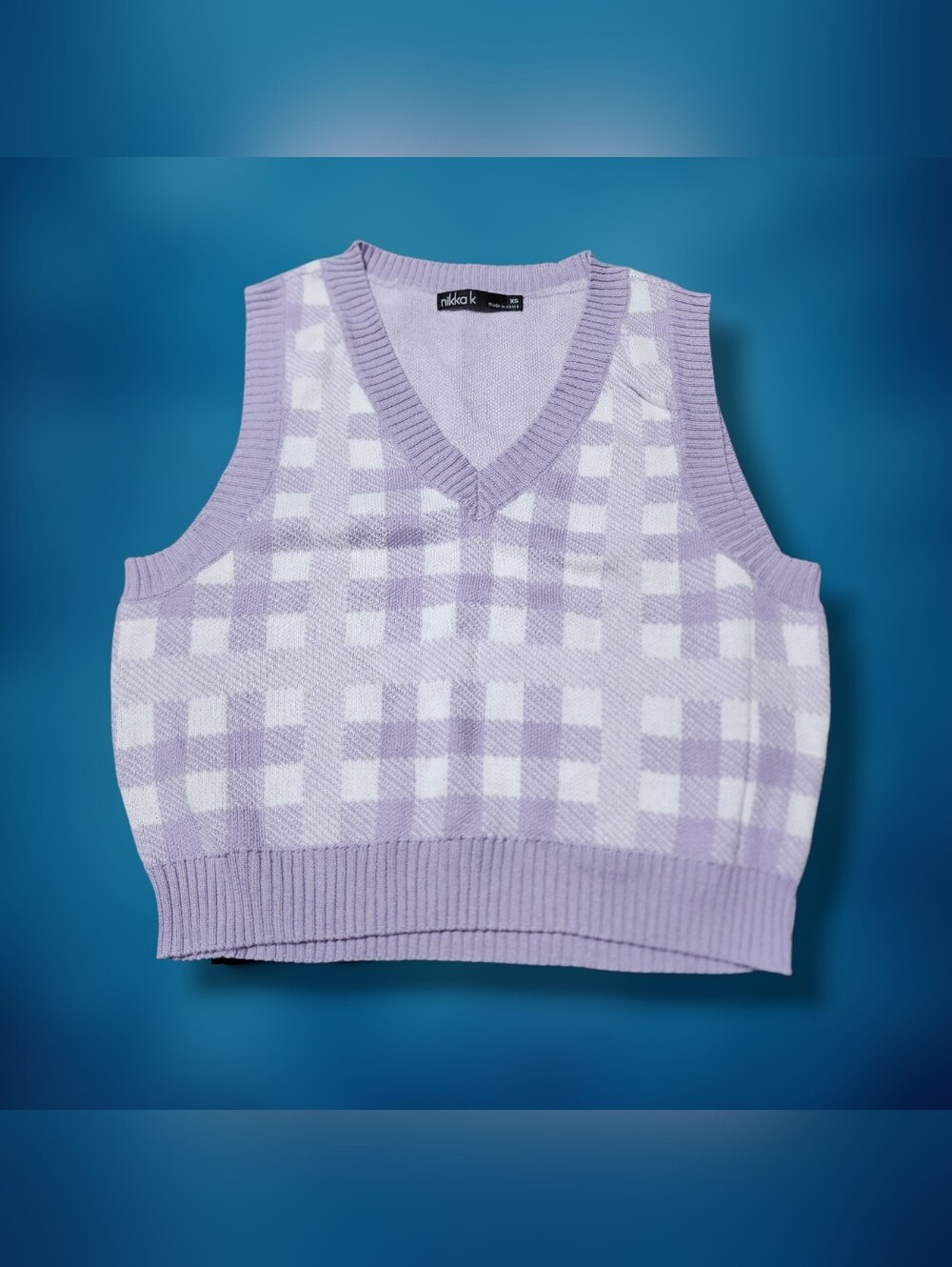 Nikka K Lilac V-Neck Knit Vest Size XS